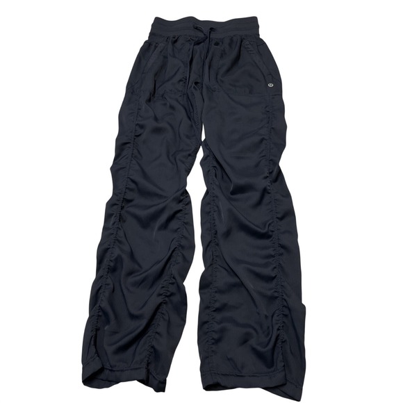 lululemon athletica Pants - Lululemon Studio Dance Pants Blue Pull On Ruched Straight Leg Lounge Comfort